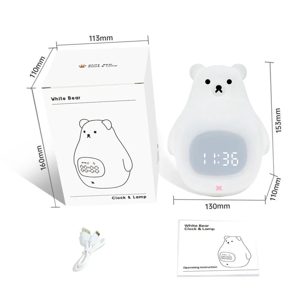 Big White Bear shaped silicone night light with colourful cross-mirror explosion light effect.