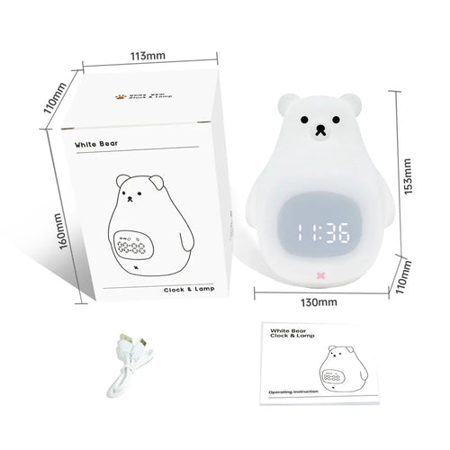 Big White Bear shaped silicone night light with colourful cross-mirror explosion light effect.