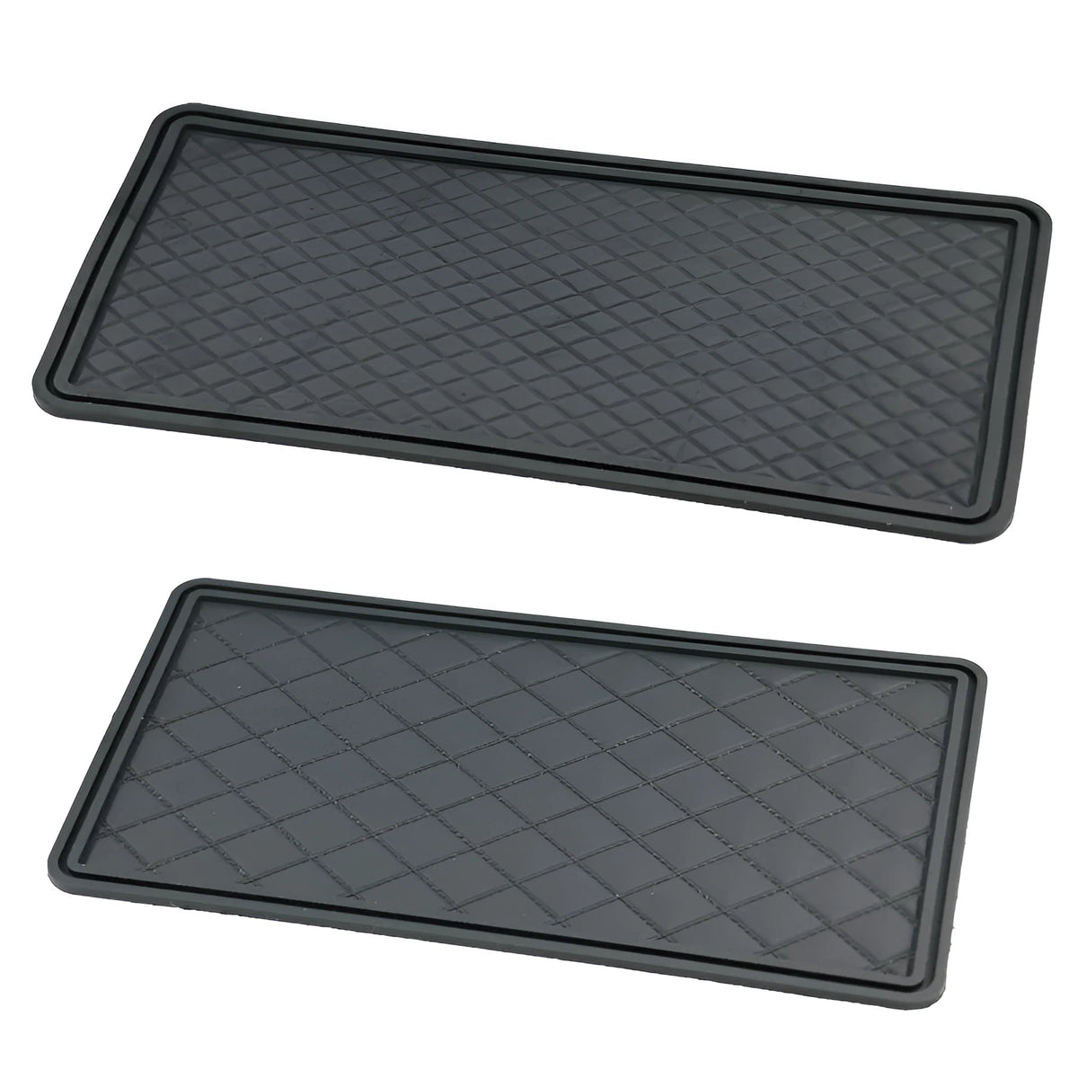 Black silicone car anti-slip mat on dashboard holding a mobile phone L size