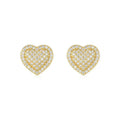 S925 sterling silver heart-shaped moissanite stud earrings with gold-colour plating