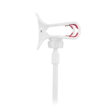 Black portable phone holder with 70cm flexible arm and universal V-clip for bed and desk mounting