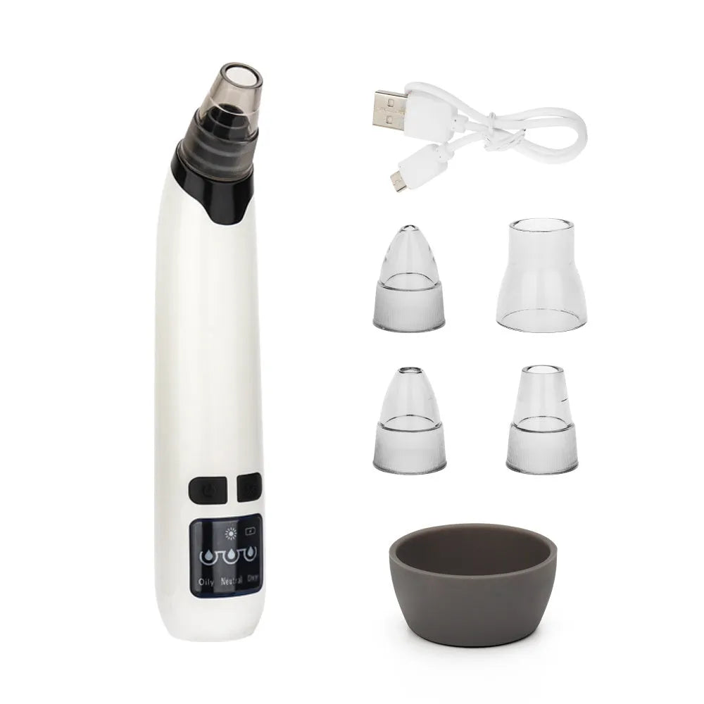 Electric pore cleaner for blackhead removal in black with three suction modes for skin types