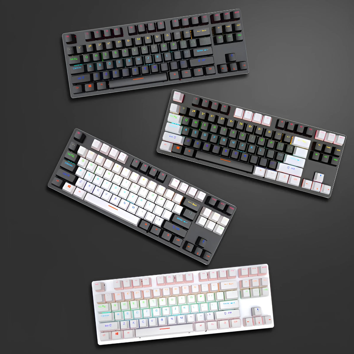 Crack K550 wired green axis mechanical keyboard 87 keys ABS USB cable packed in box