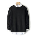 Men wool thickened double-strand round neck sweater in camel, long sleeve knit jumper winter wear