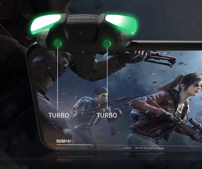 Black F5 USB game controller for mobile phones showing compact 5 cm handheld design.