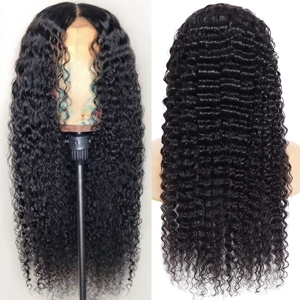 Front lace deep wave human hair wig for ladies hand-woven natural look length options 20 to 85cm