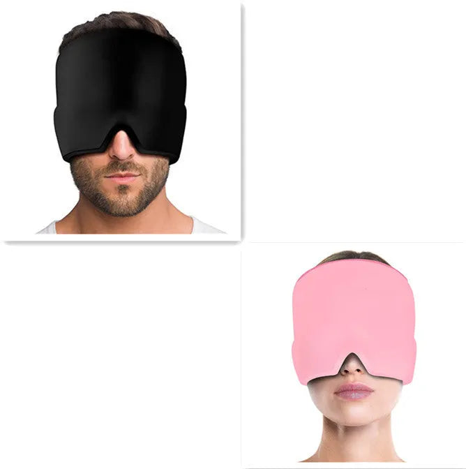 Elastic cloth gel eye mask for headache relief in black, pink or sky blue colours