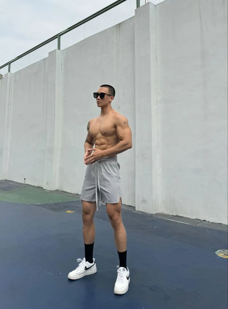 Men's ice silk quick-drying double-layer casual shorts in multiple colours