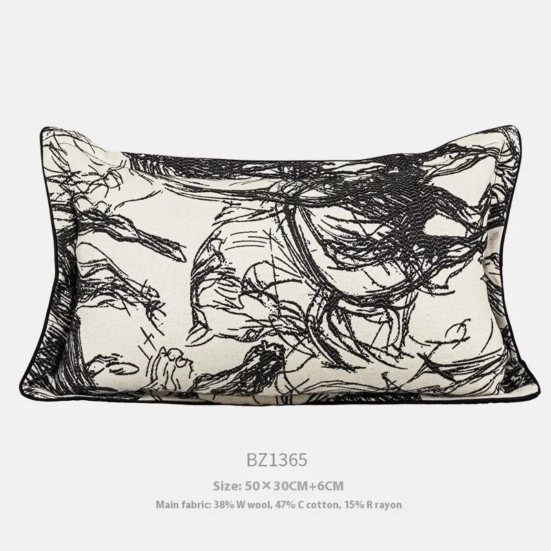 Close-up of a golden horse abstract design on a textured jacquard cushion cover in a choice of colours.