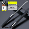 Titanium black aluminium alloy automatic spring expandable baton on dark background