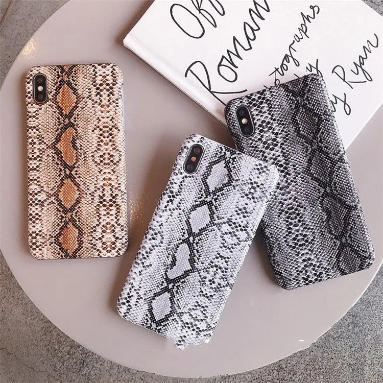 Leather luxury snake skin TPU PC phone case for Apple iPhone 6S 7 8 X XR back cover in brown grey white