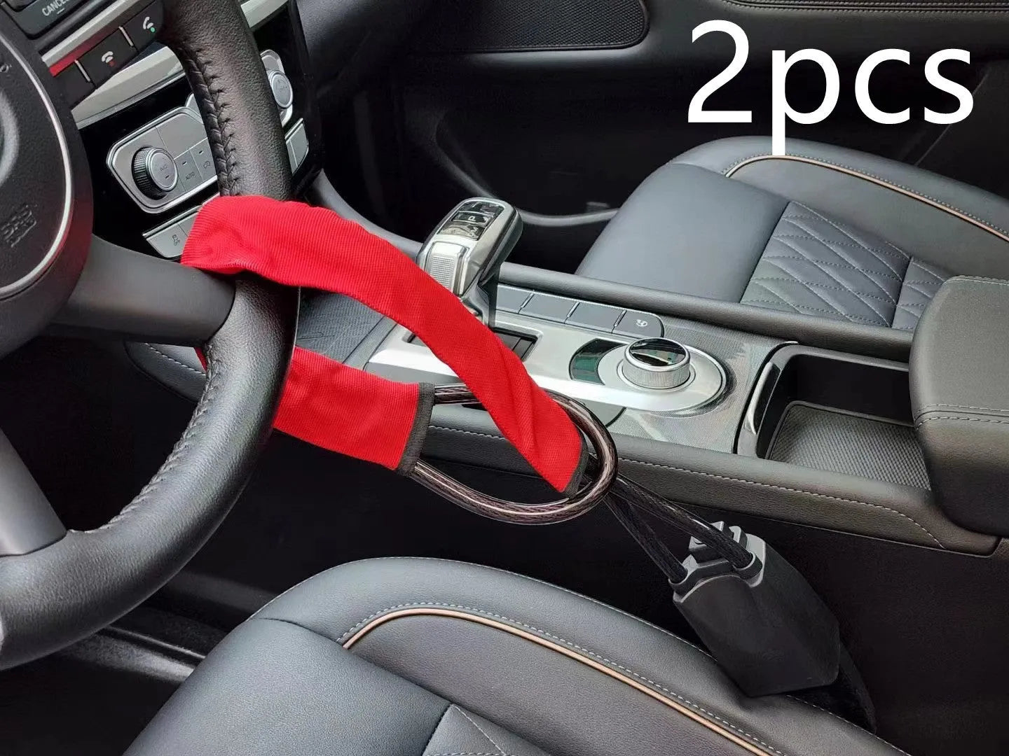 General Motors steering wheel lock with iron wire rope and copper lock mechanism in three colour options