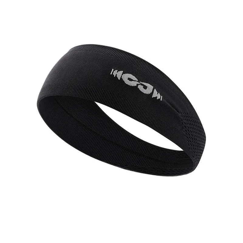 Seamless knitted exercise hair band in black, grey, or blue for sports and fitness activities