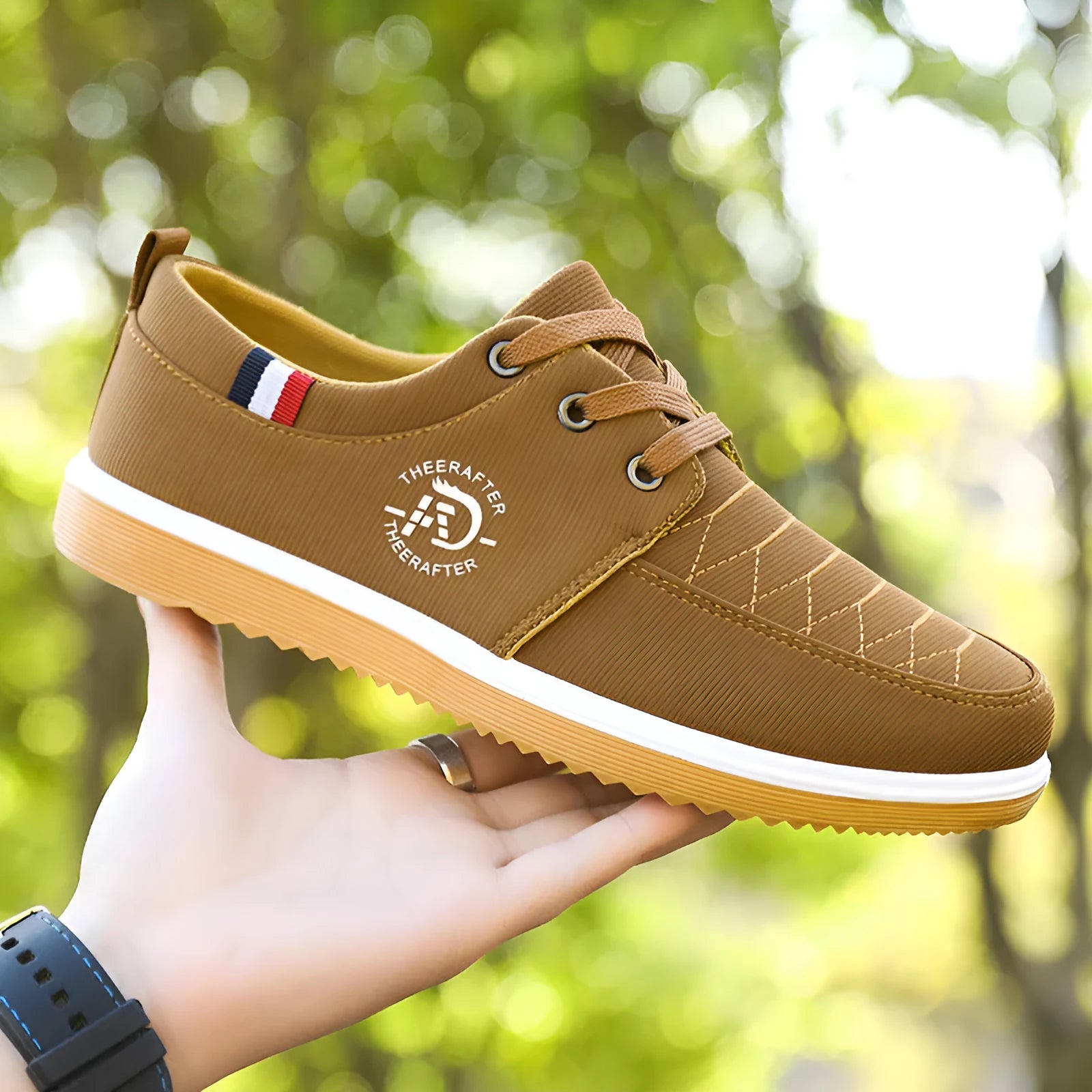 Men's black canvas casual shoes with a leather toe cap and platform sole.
