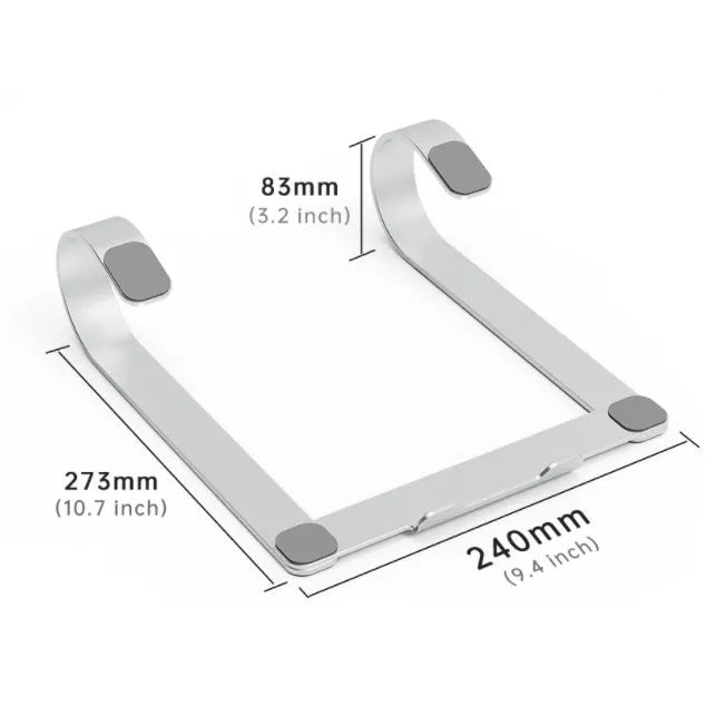 Aluminium alloy notebook bracket with black finish, dimensions 260mm x 240mm x 150mm