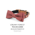 Simple cotton dog collar with detachable leather-accented bow in three colour options