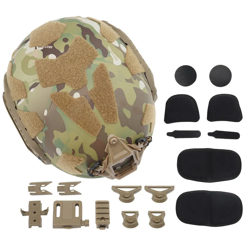 Tactical full protection thickened impact helmet in engineering plastic, 27x22.5x16 cm, available in multiple colours