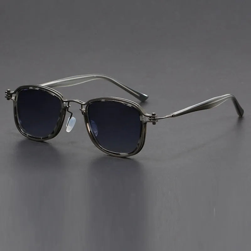 Retro-style square frame sunglasses with metal and plastic construction in a two-tone colour option.