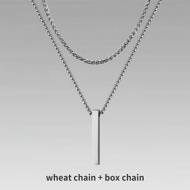 Crystal necklace for men with alloy silver pad finish in European American style