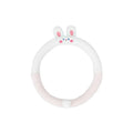 Plush thermal car steering wheel cover with rabbit fur embroidered cartoon design, 38cm diameter