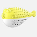 Mint Toys silicone fish-shaped cat chew toy in blue, green, pink, and yellow on a white background