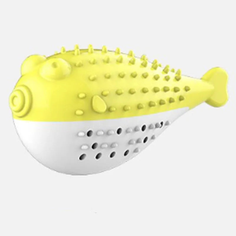 Blue silicone fish-shaped cat chew toy for grabbing and playing