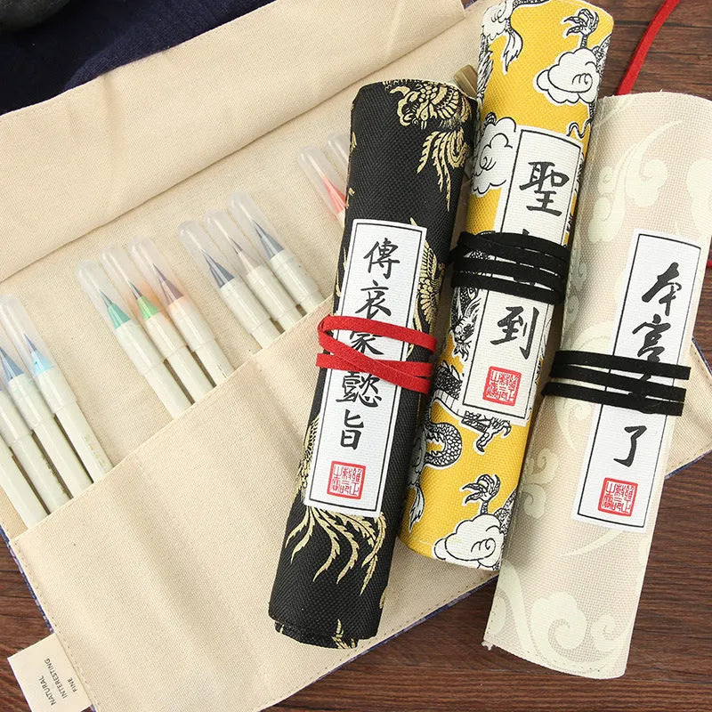 Oxford cloth fabric pencil case in court style measuring 285mm by 200mm with zip closure