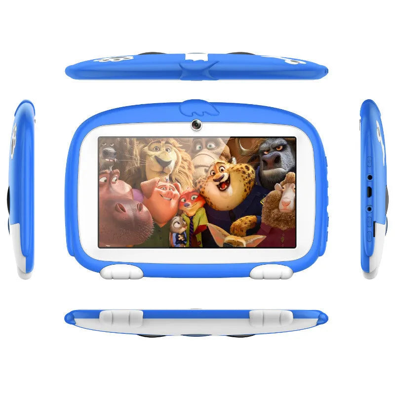 Android quad-core children tablet with high clear screen in blue, plastic construction, 8GB storage