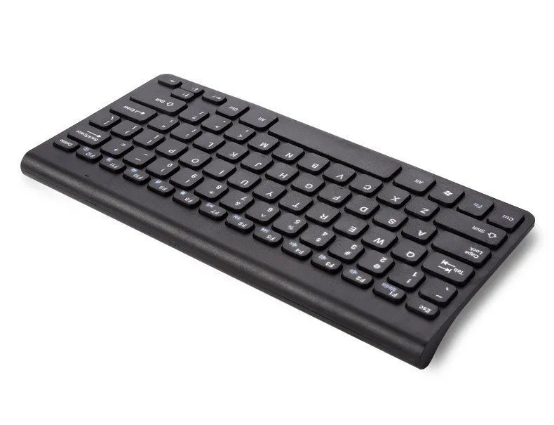 Black wireless keyboard and mouse set with 4G USB receiver on wooden desk
