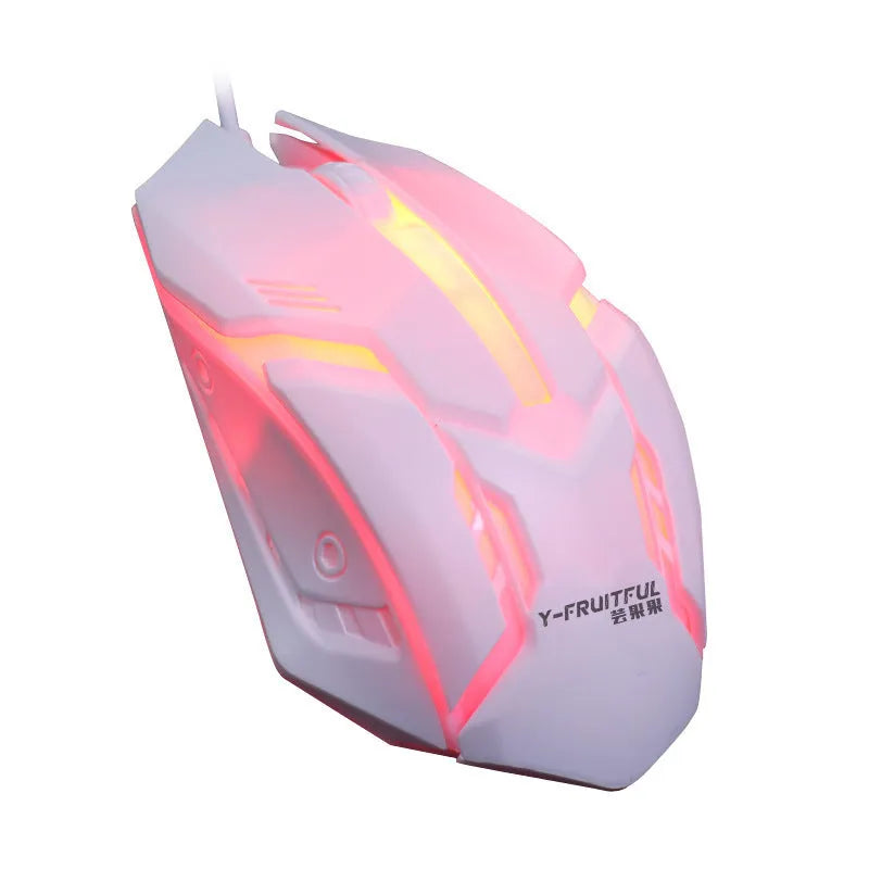 Wired USB computer mouse with glow illumination in black or white colour options