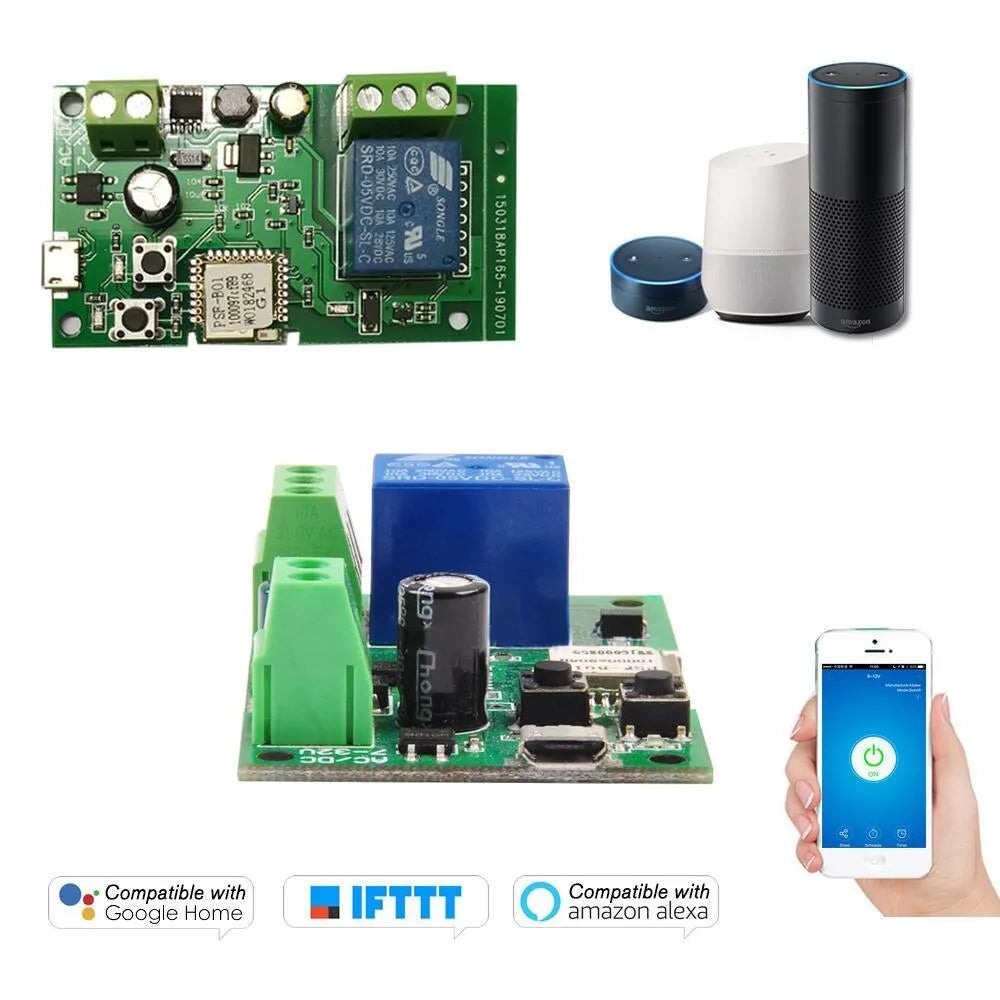 SMG-WF01 one-channel relay module with Wi-Fi remote control showing compact rectangular design