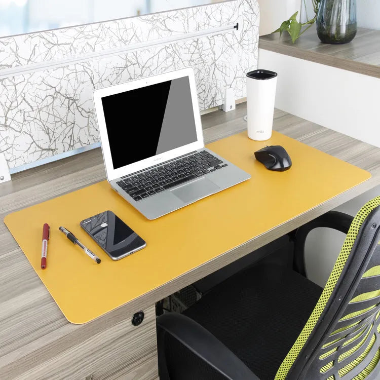 Oversized double-sided PU mouse desk pad in large size with blue yellow colour option