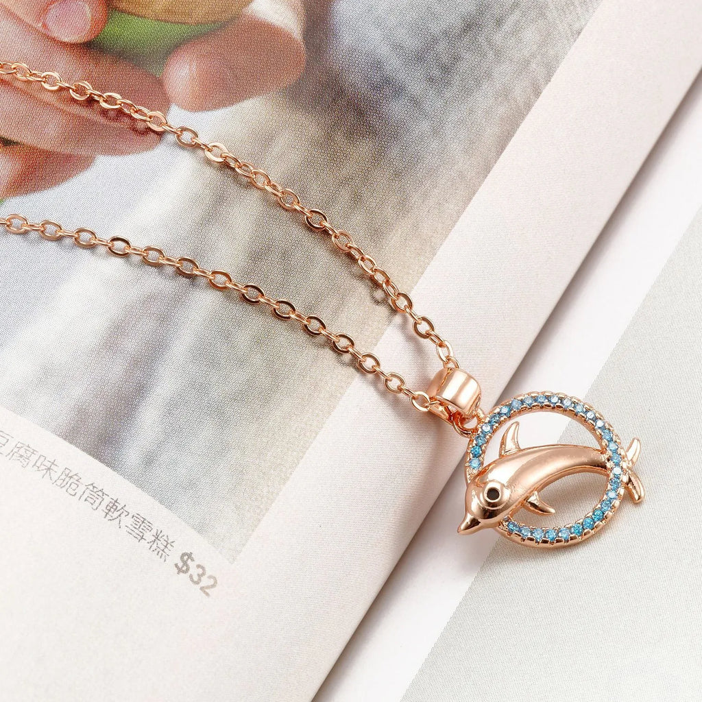 Dolphin Necklace copper pendant simple fashion Rose Gold Silver women's accessory