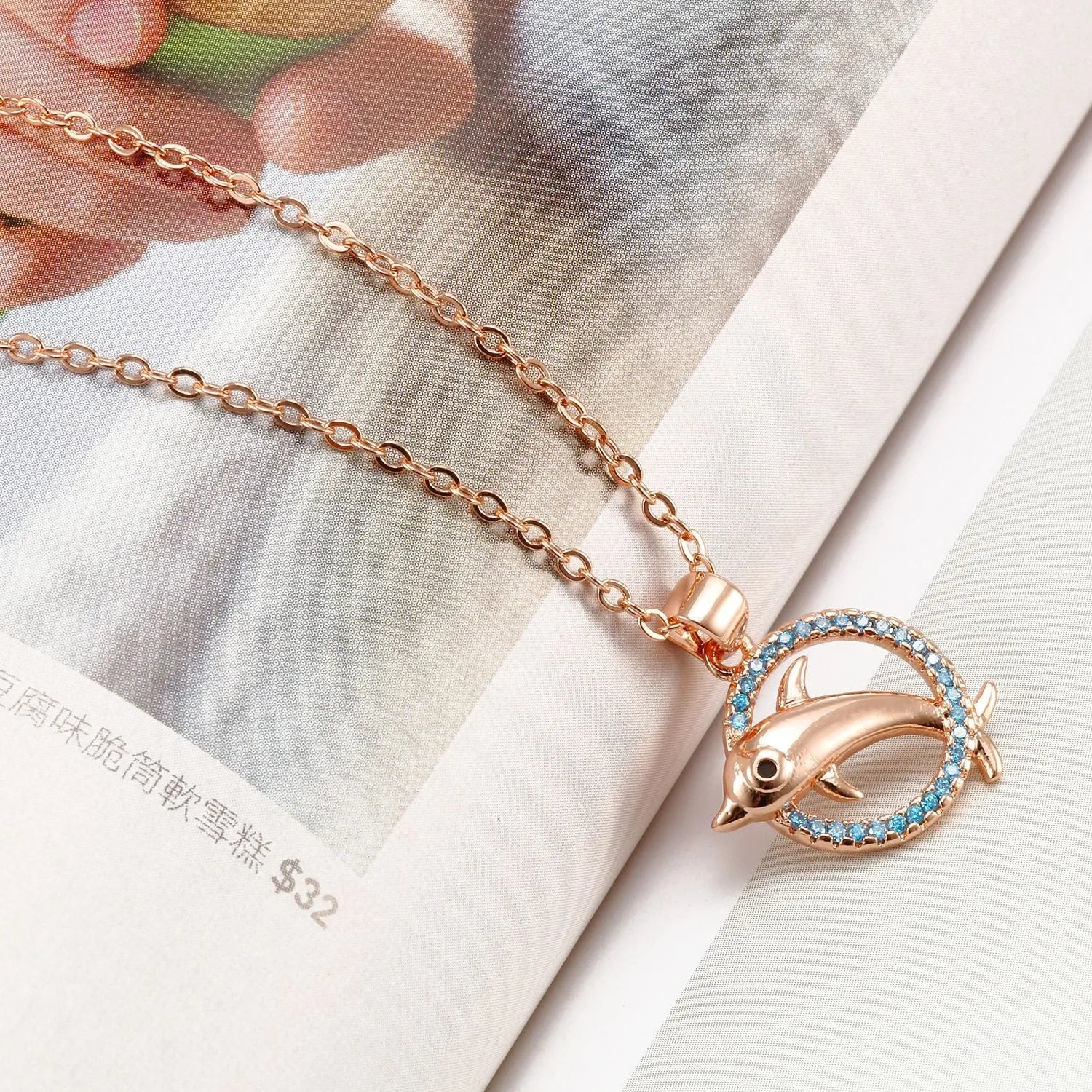 Dolphin Necklace copper pendant simple fashion Rose Gold Silver women's accessory