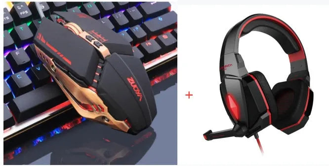 Wired esports gaming headset with memory foam ear pads and microphone in black and blue