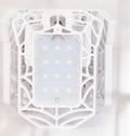 Silver 60W deformable LED garage light with adjustable heads, E27 base, and IP65 rating
