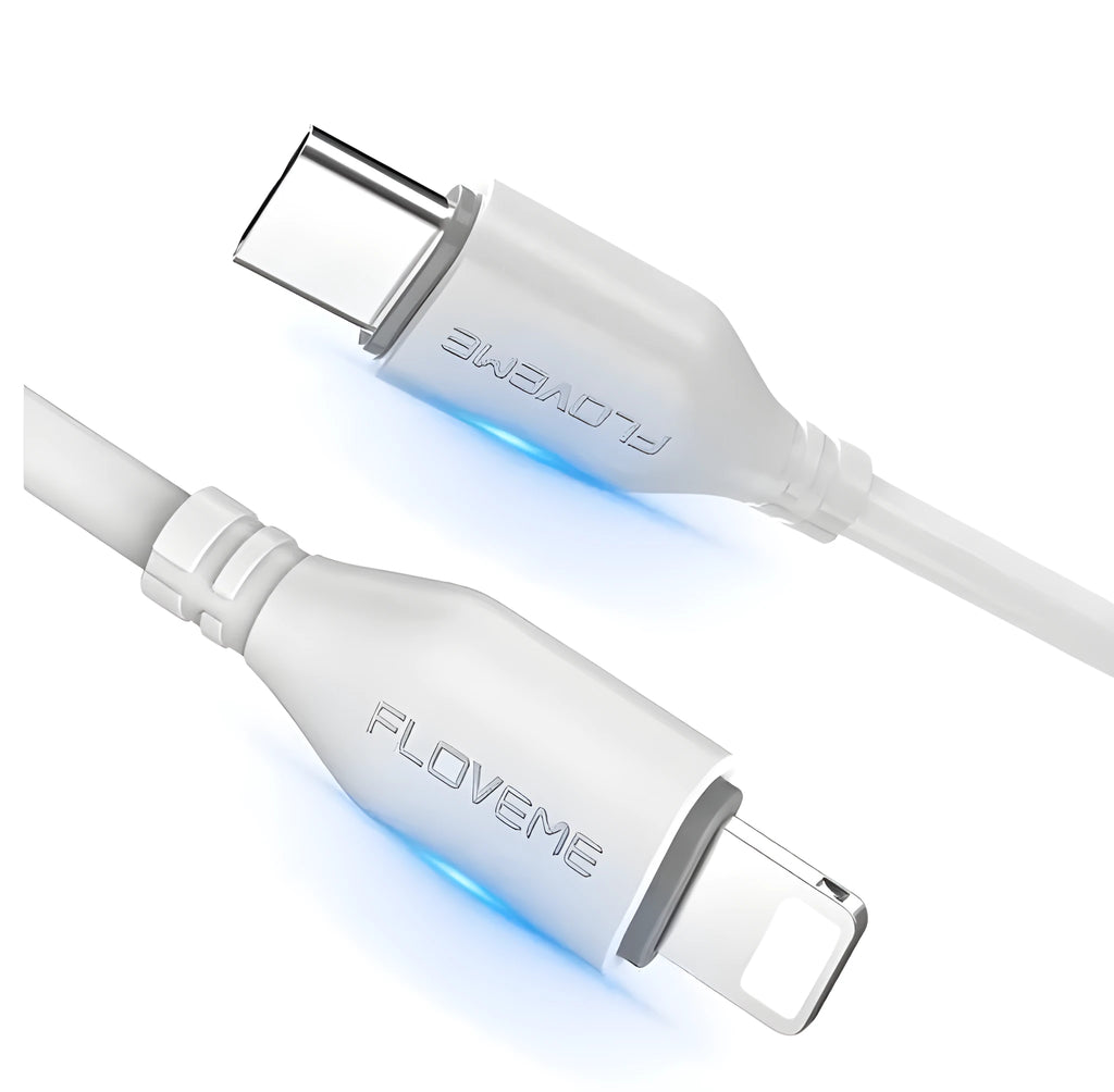 White one metre long USB-C to Lightning charging and sync cable for iPhone