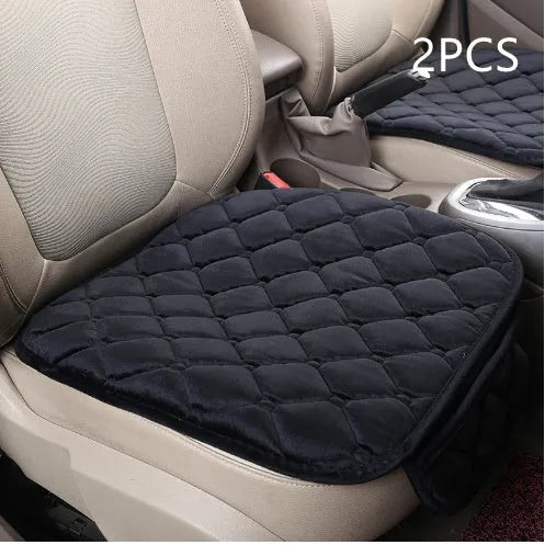 Car anti-slip seat cushion warming pad in plush and cotton filling for winter, five seats without backrest