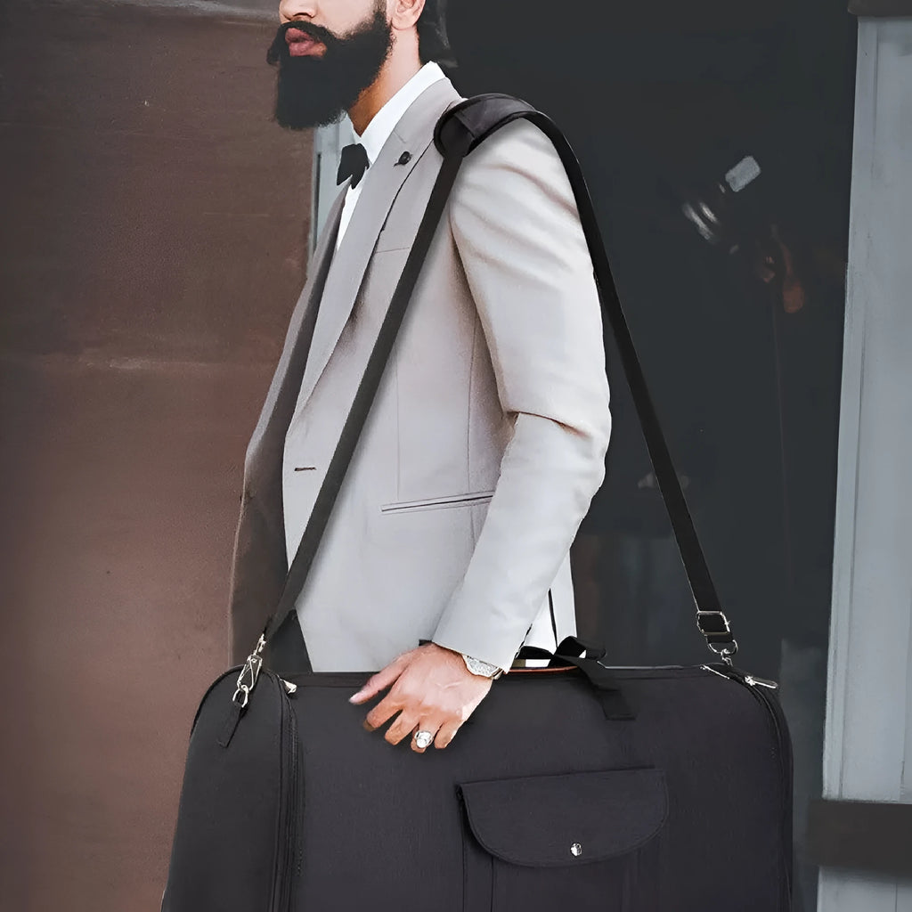 Folding dark blue Oxford cloth duffel bag with 36-55 litre capacity for travel and gym use.