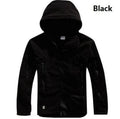 Men's military winter thermal fleece tactical jacket in khaki with multiple pockets on a model