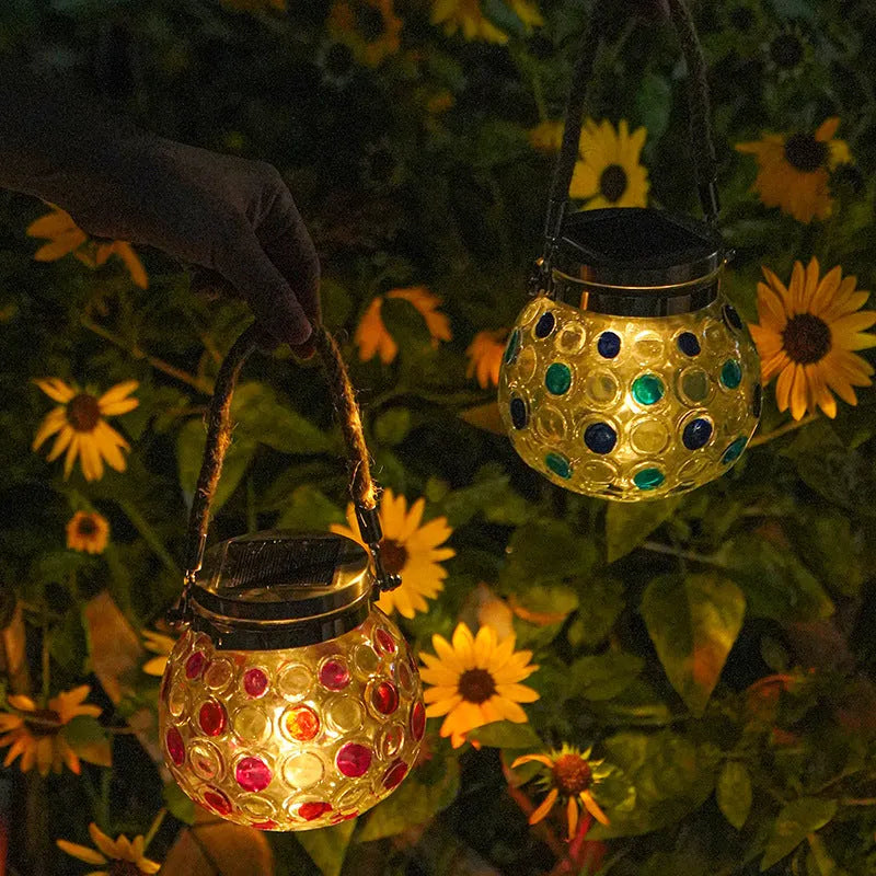 Solar decorative wave point outdoor waterproof night light in red, 13cm high, for garden use
