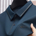 Men's ice silk short sleeve shirt collar summer polo shirt, loose fit, solid colour, nylon fabric, casual top