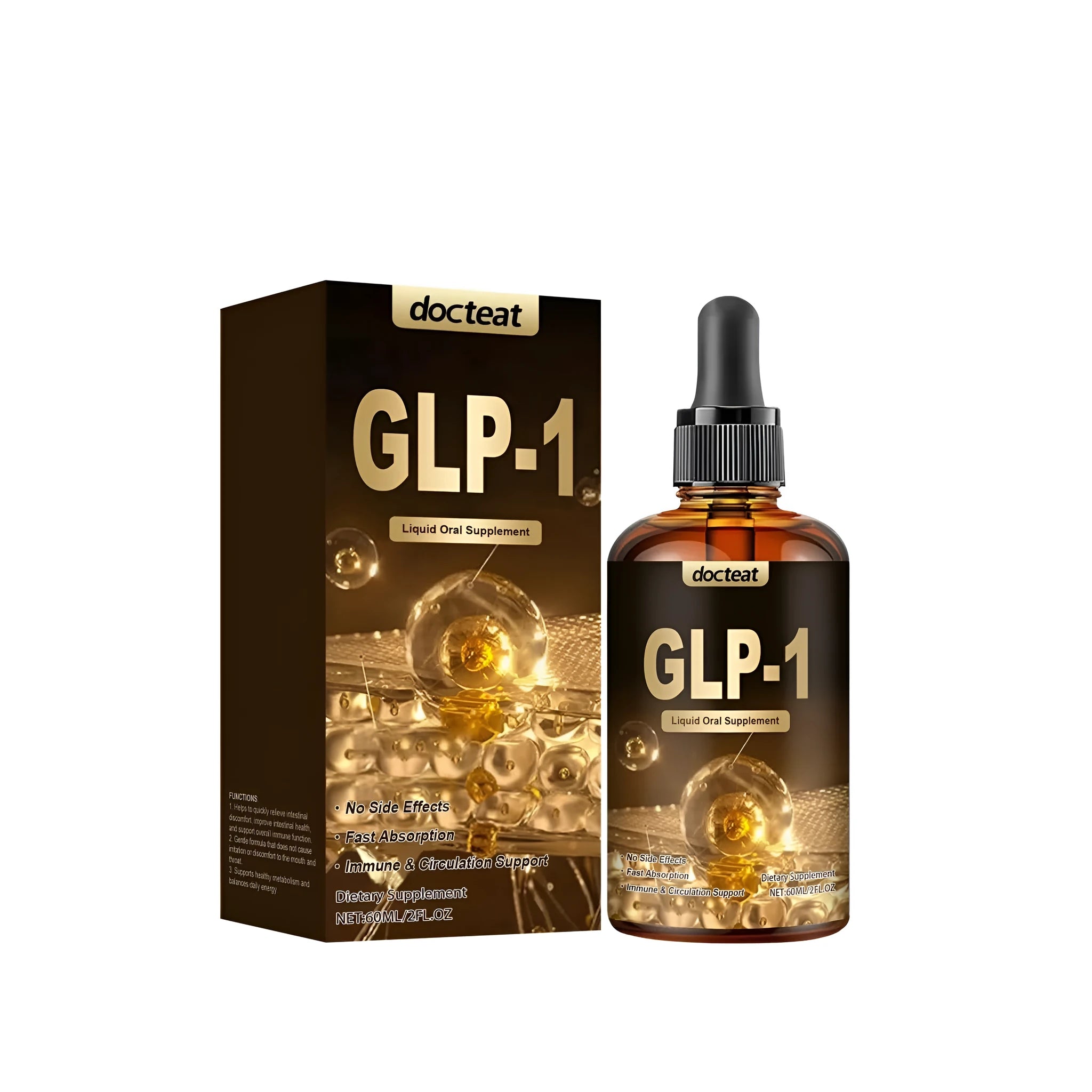 60ml plastic bottle of liquid droplets digestive supplement for intestinal health support