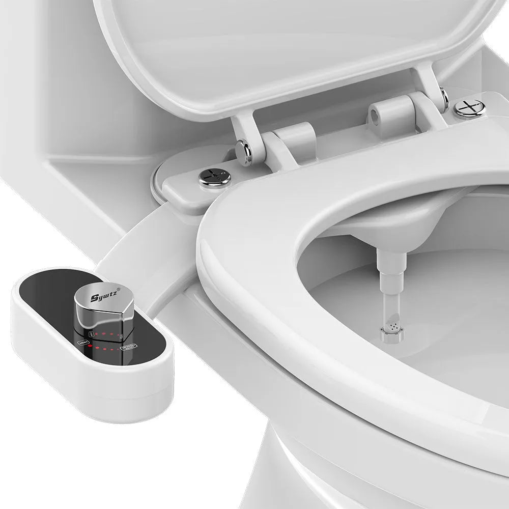 Self cleaning bidet toilet water spray with dual nozzles in white ABS plastic for anal and feminine wash