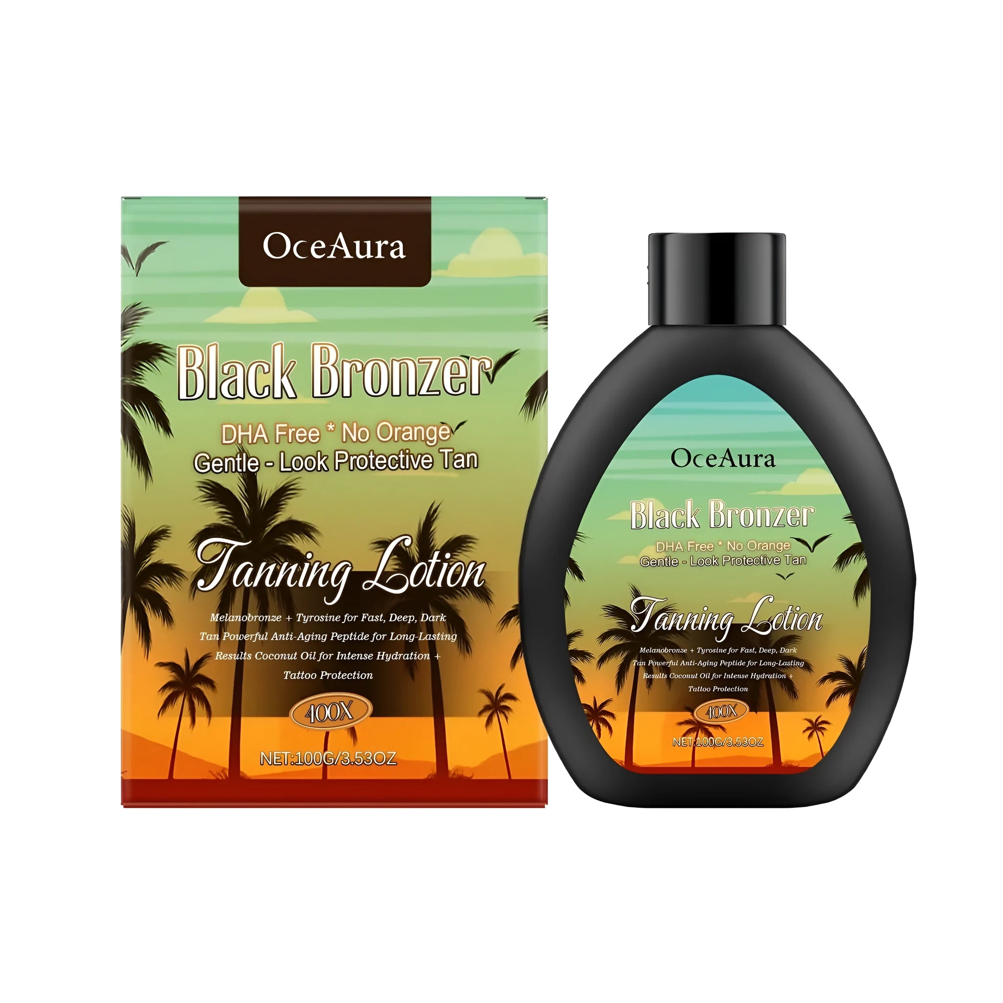 Coconut Black moisturising lotion in 100g jar with caramel coloured formula