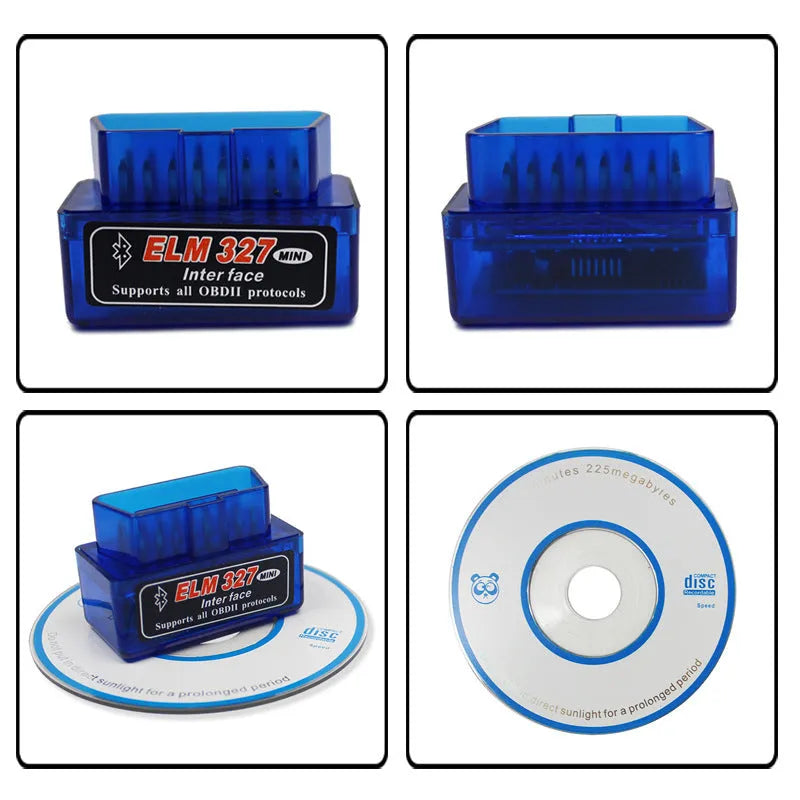 Compact Bluetooth OBD2 auto fault detector for vehicle diagnostics and engine code reading