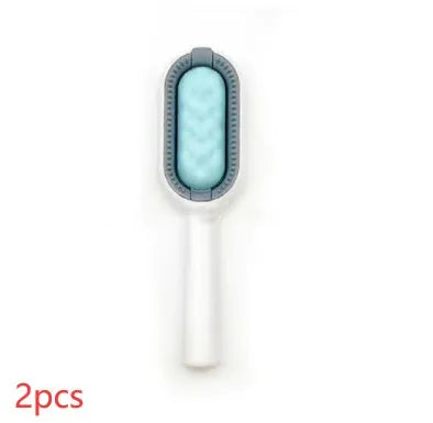 Green plastic pet hair removal comb with disposable wipes sticker for cats and dogs