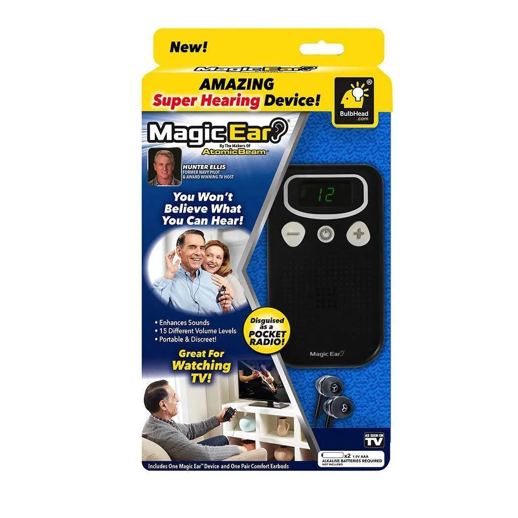 Digital hearing amplifier with background noise reduction in brilliant colour, handheld design