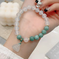 Women's retro Chinese style agate lotus seedpod bracelet with Burma jade elements
