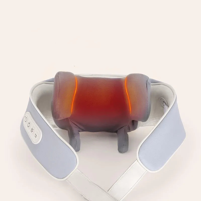 Rechargeable cervical neck massage shawl with six massage heads and hot compress, dark grey colour
